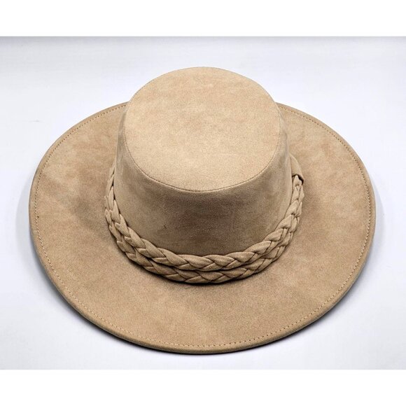 Anthropologie ASN Cordobes Hat Light Tan Faux Suede Braided Boho One Size 3232 - Picture 11 of 14